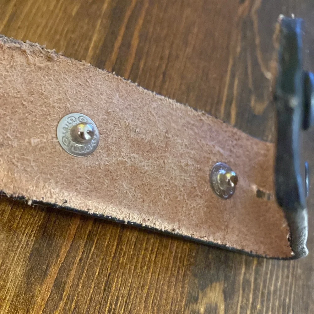 Tony Lama Black Tooled Western Leather Belt 24